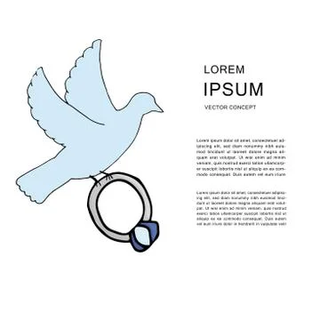Dove carrying a diamond ring Stock Illustration