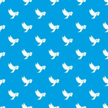 Dove carrying envelope pattern seamless blue Stock Illustration