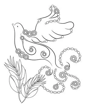 Dove coloring page. Stock-Illustration