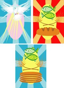 Dove Fish and Bread Illustrazione stock