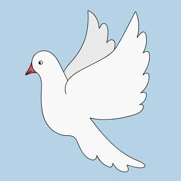 Dove in flight. The bird flaps its wings. Illustrazione stock