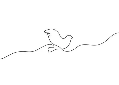 Dove fly, bird symbol peace and freedom, one continuous line drawing. Simple Illustrazione stock