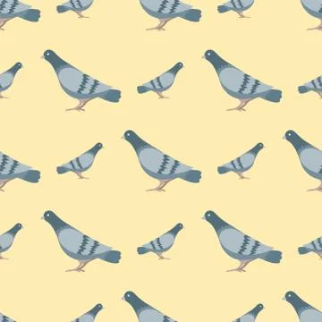 Dove flying bird vector illustration seamless pattern cartoon cute fauna peace Stock Illustration