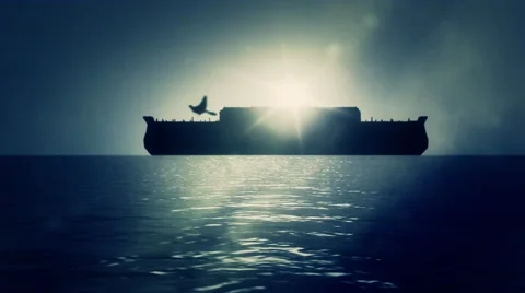 Dove Flying to Noah Ark After the Great Flood Stock Footage 56609564