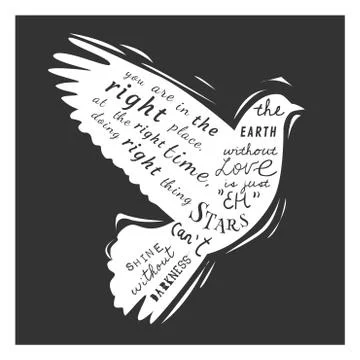 Dove. Gentle creative illustration in vector. Rubber stamp. Stock Illustration