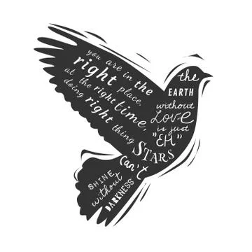 Dove. Gentle creative illustration in vector. Rubber stamp. Stock Illustration