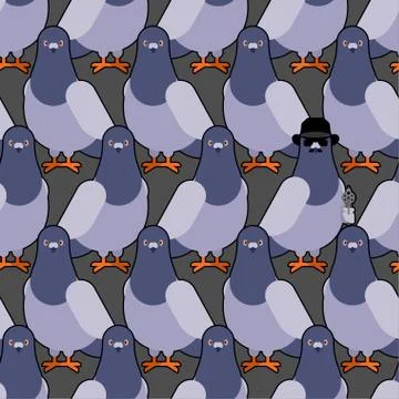Dove grey pattern seamless. pigeon background. City bird vector texture 스톡 일러스트