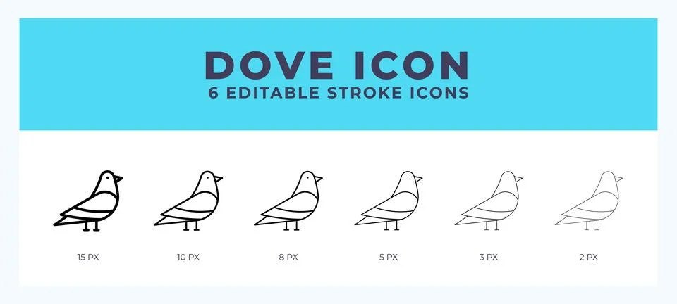 Dove icon set with different stroke. Design elements for logo. Vector illus.. Illustrazione stock