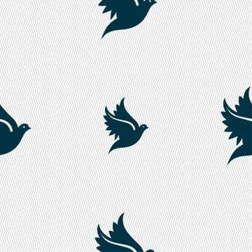 Dove icon sign. Seamless pattern with geometric texture. Vector Stockillustratie