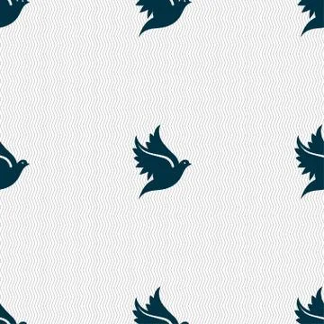 Dove icon sign. Seamless pattern with geometric texture. 스톡 일러스트