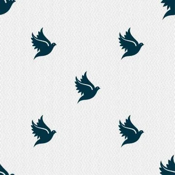 Dove icon sign. Seamless pattern with geometric texture. 스톡 일러스트