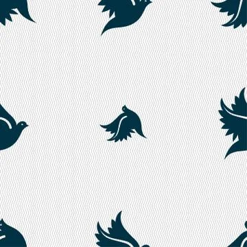 Dove icon sign. Seamless pattern with geometric texture. Stock Illustration