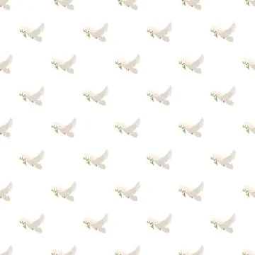 Dove with olive branch pattern Stock Illustration