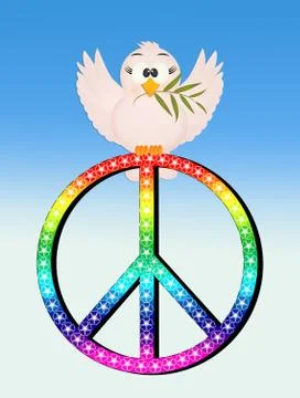 Dove with peace sign Stock Illustration