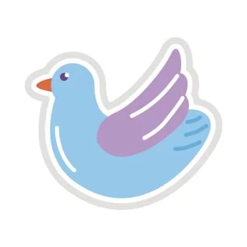 Dove sticker flat style icon Stock Illustration
