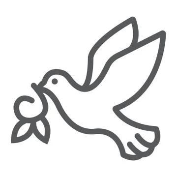 Dove Sun line icon, easter and bird, dove of peace sign, vector graphics, a Stock Illustration