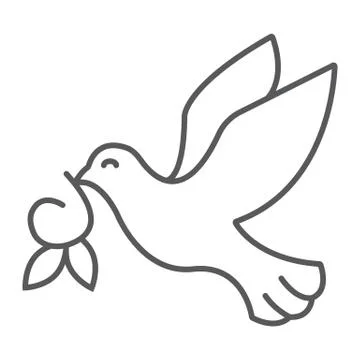 Dove Sun thin line icon, easter and bird, dove of peace sign, vector graphics, a Stock Illustration