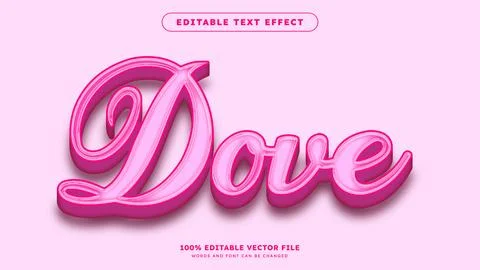 Dove for valentines text effect with gradient pink background 3d editable t.. 库存插图