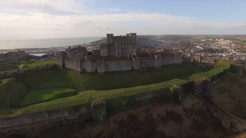 Dover Castle Drone 4K Stock Footage