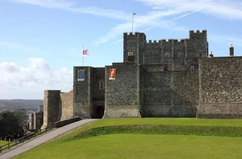 Dover castle in kent county distant shot Stock Photos