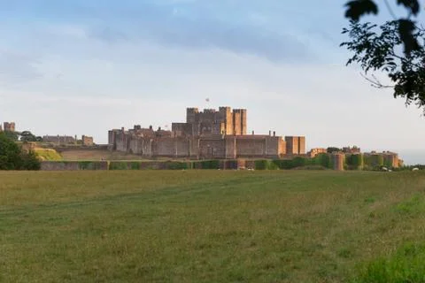 Dover Castle in sunset lights Stock Photos