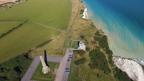 Dover Cliffs War Memorial Drone Orbit Video stock 94529336