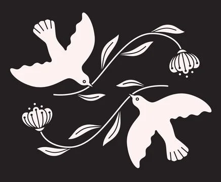 Doves and Flowers Stock Illustration