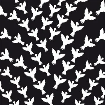 Doves on black background Stock Illustration