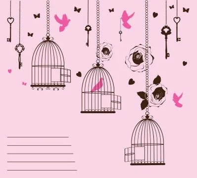 Doves free flower Stock Illustration