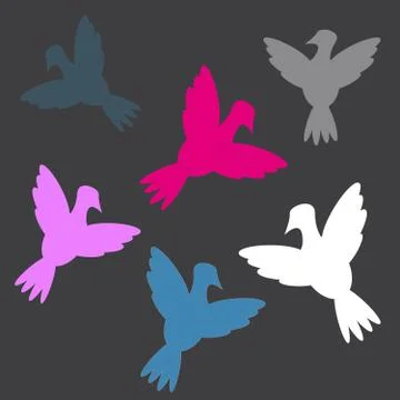 Doves on grey background Stock Illustration