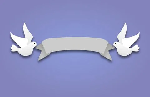 Doves with scroll Stock Illustration