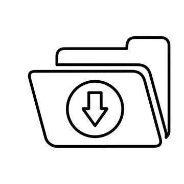 Dowanload, file, folder line icon. Outline vector. Illustrazione stock
