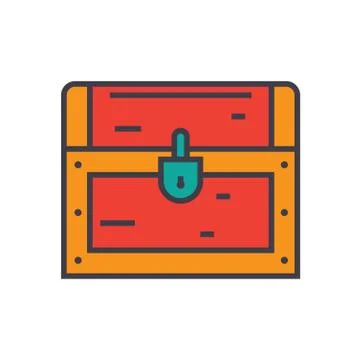 Dower, chest flat line illustration, concept vector isolated icon Stock Illustration