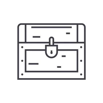 Dower chest vector line icon, sign, illustration on white background, editabl Stock Illustration
