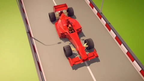 An up down 3d rendering of an elegant formula 1 with a driver participating i Stock Illustration