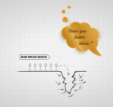 Down to the abyss with bad ideas Stock Illustration
