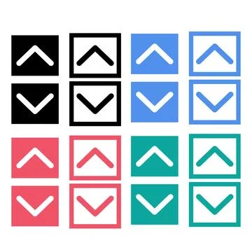 Down and up buttons icon. Elevator sign. Two arrow symbol. Opposite logo. Illustrazione stock