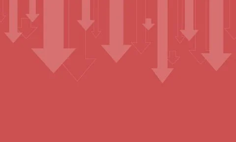 Down arrow banner, web page, welcome page. Concept of falling prices, bankruptcy Stock Illustration