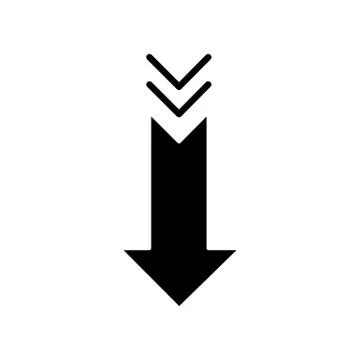 Down arrow black glyph icon. Scrolldown gesture, interface navigational butto イラスト素材