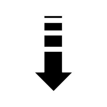 Down arrow black glyph icon. Internet page browsing, website moving pointer.  Illustrazione stock