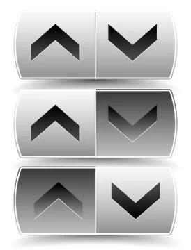 Up down arrow buttons with pressed, pushed versions. For vertical alignment,  库存插图