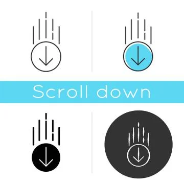 Down arrow in circle icon. Page browsing direction. Website pointer. Web curs Stock Illustration
