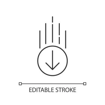 Down arrow in circle pixel perfect linear icon. Page browsing direction. Thin 库存插图