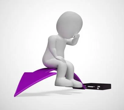 Down arrow concept icon means financial problem or debt - 3d ill Stock Illustration