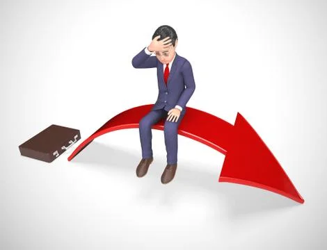 Down arrow concept icon means financial problem or debt - 3d ill Stock Illustration