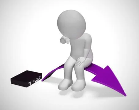 Down arrow concept icon means financial problem or debt - 3d ill Stock Illustration