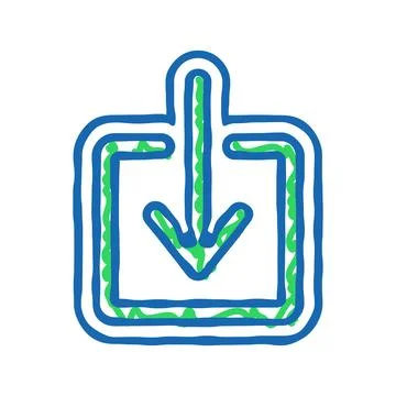 Down arrow data loading icon doodle illustration Stock Illustration