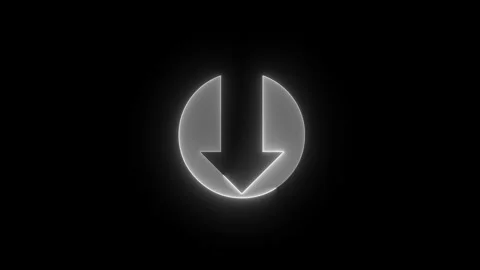 Down arrow direction icon glowing neon white color animation black background Stock Footage 274574709