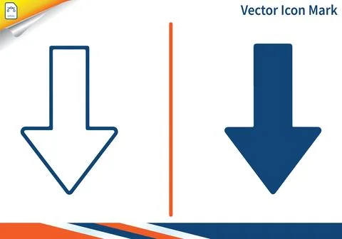 Down arrow direction user interface vector icon mark symbol. Ilustración de archivo