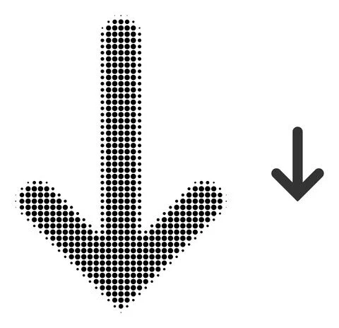 Down Arrow Halftone Dotted Icon Stock Illustration